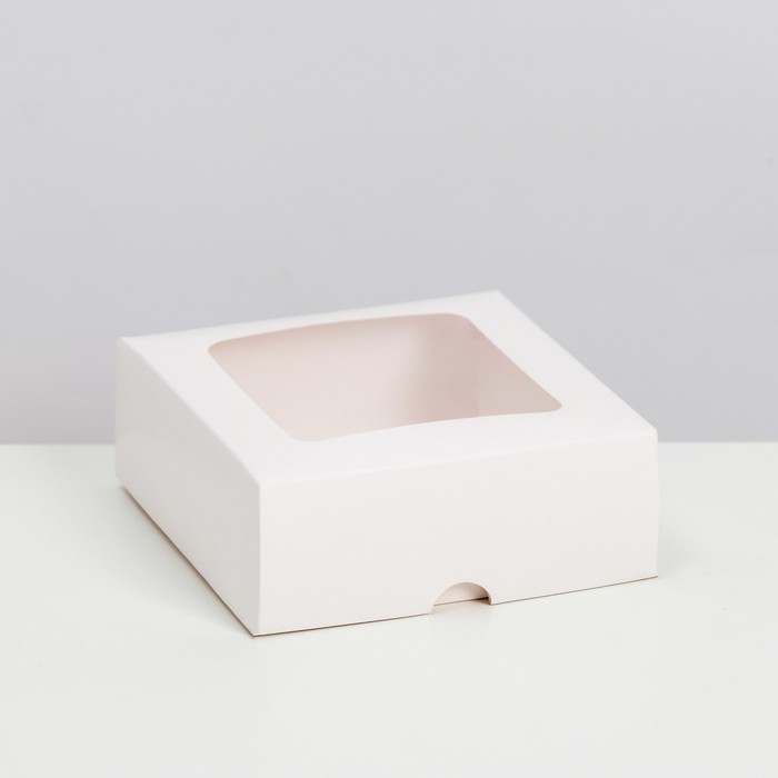 Коробка складная, крышка-дно, с окном, белая, 13 х 13 х 5 см коробка складная крышка дно с окном белая 10 х 10 х 5 см