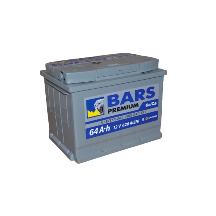 Аккумуляторная батарея BARS Premium 64 Ач 6СТ-64.1 VL, прямая полярность