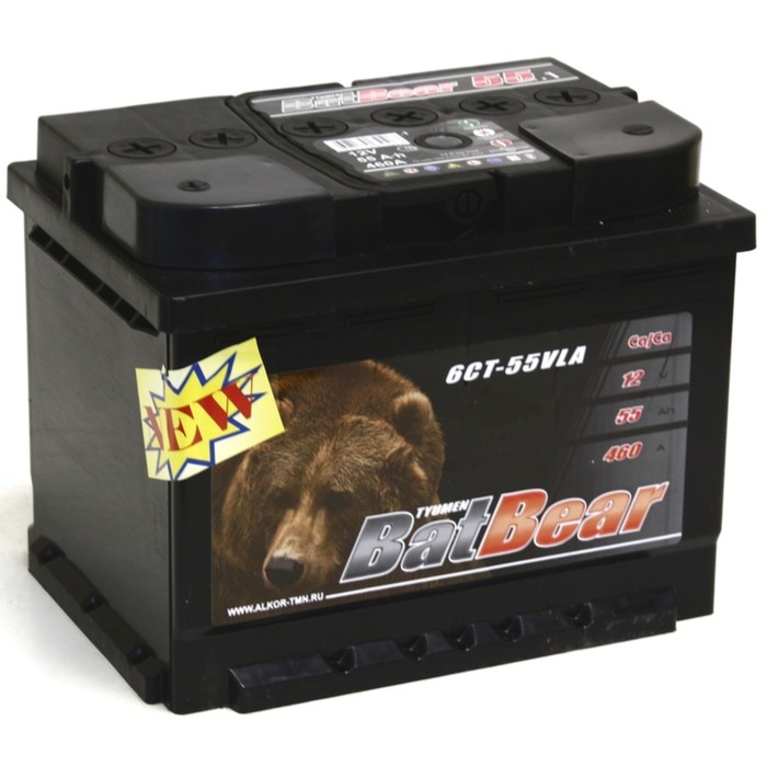 Аккумуляторная батарея Batbear 55 Ач 6СТ-55VLA Ca/Ca (куб), обратная полярность аккумуляторная батарея медведь silver ca ca 60 ач обратная полярность