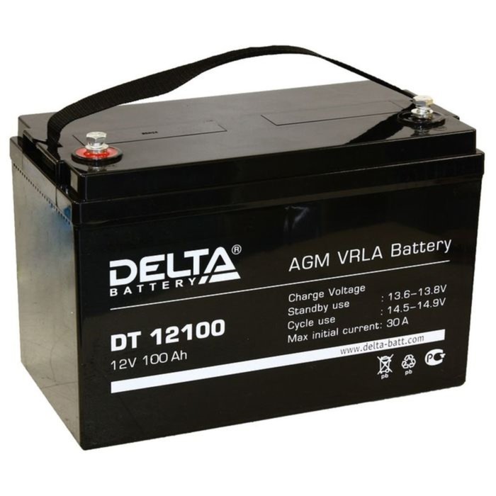 Аккумуляторная батарея Delta 100 Ач 12 Вольт DT 12100 аккумуляторная батарея delta 2 3 ач 6 вольт dt 6023