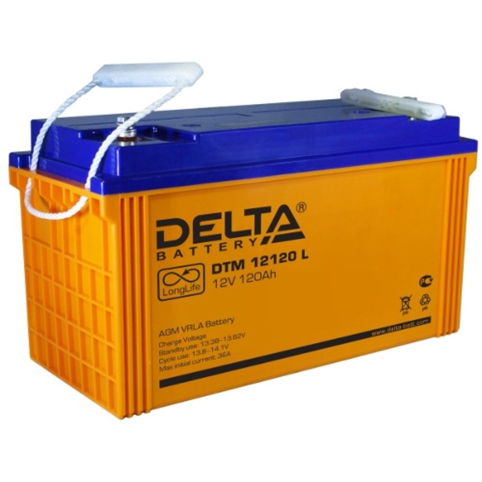 Аккумуляторная батарея Delta 120 Ач 12 Вольт DTM 12120 L аккумуляторная батарея delta 3 3 ач 6 вольт dt 6033