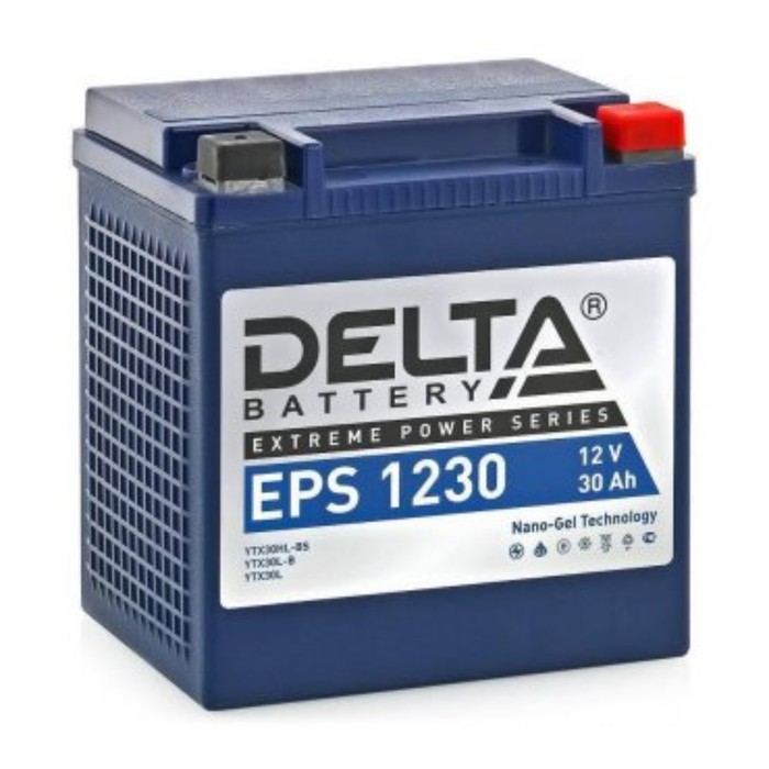 Аккумуляторная батарея Delta 30 Ач EPS 1230 (YTX30L-BS), обратная полярность аккумуляторная батарея delta eps 1214 ytx14 bs ytx14h bs 12v 14 ач прямая