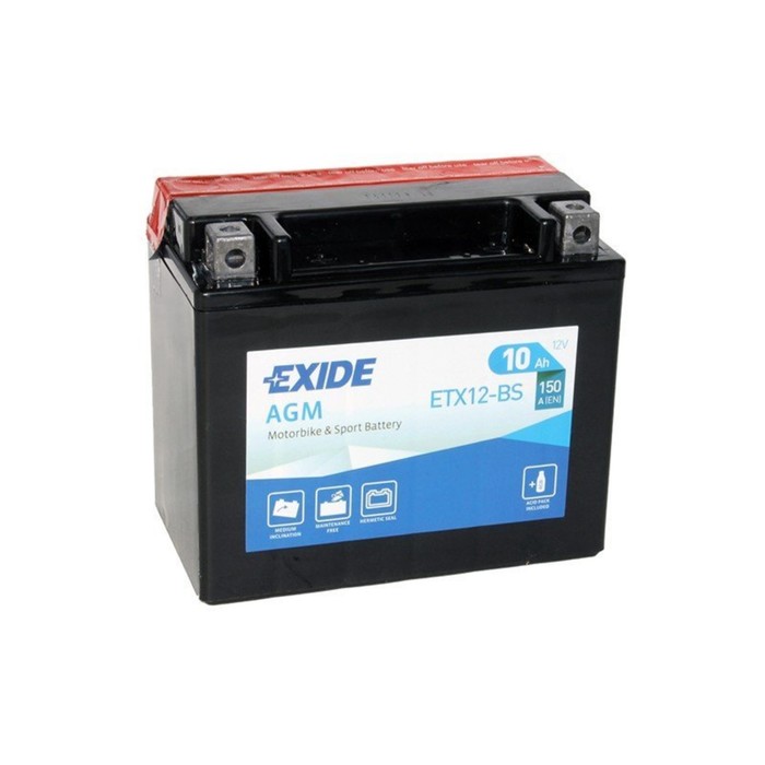 фото Аккумуляторная батарея exide 10 ач etx12-bs, прямая полярность