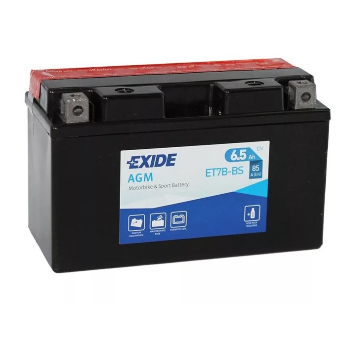 фото Аккумуляторная батарея exide 6.5 ач et7b-bs, прямая полярность