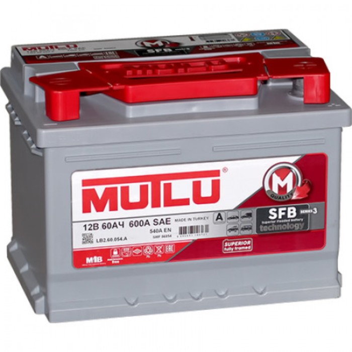 Аккумуляторная батарея Mutlu 60 Ач SFB L2.60.054.A, обратная полярность mutlu автомобильный аккумулятор mutlu 95 ач обратная полярность lb5