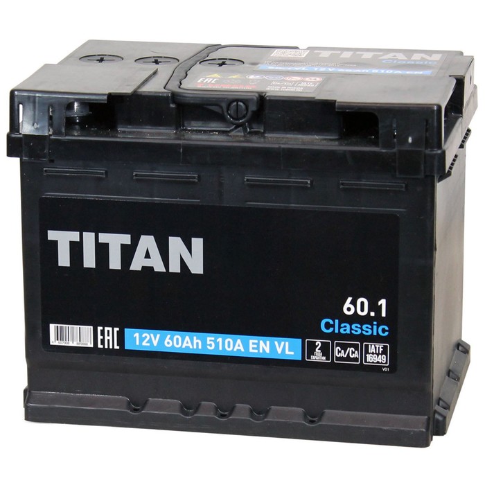

Аккумуляторная батарея Titan Classic 60 Ач 6СТ-60.0 VL, обратная полярность