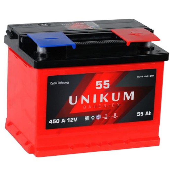 Аккумуляторная батарея UNIKUM 55 Ач 6СТ-55.0 VL, обратная полярность