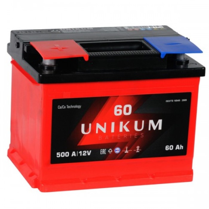 Аккумуляторная батарея UNIKUM 60 Ач 6СТ-60.1 VL, прямая полярность