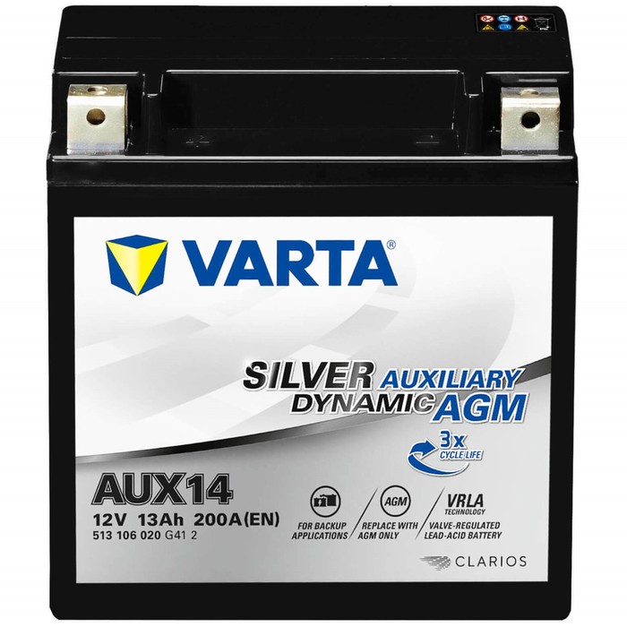 фото Аккумуляторная батарея varta 13 ач silver dynamic auxiliary agm 513 106 020 (aux14), обратная полярн