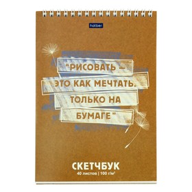 Скетчбук А5, 100 г/м2 40 листов, мягкая обложка, на гребне Рисовать - это как мечтать!, жёсткая подложка