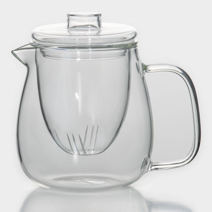 Чайник стеклянный заварочный со стеклянным ситом и крышкой Доляна «Бохо», 750 мл, 15×11×14 см