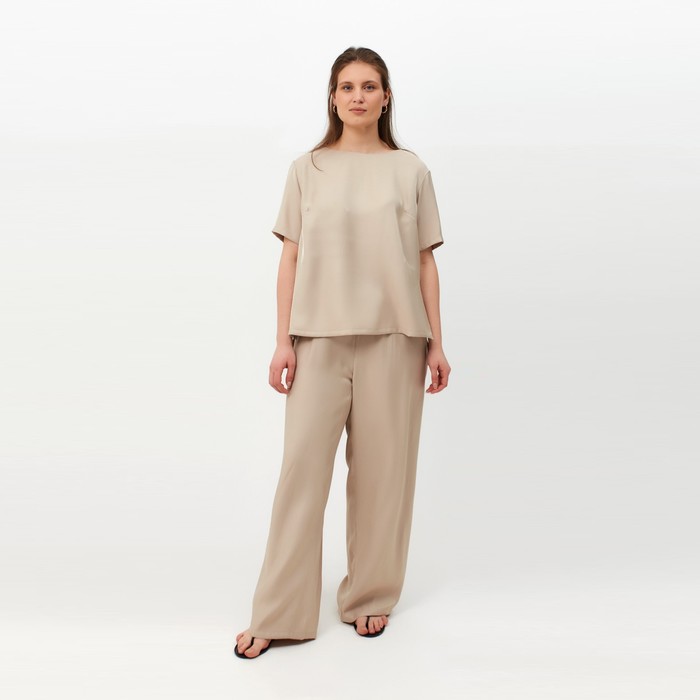 Костюм женский (футболка, брюки) MINAKU: Enjoy цвет бежевый, размер 48