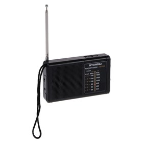 Радиоприемник Hyundai H-PSR130, FM 87.5-108 мгЦ, 220 В, 2xAA (не в компл), AUX, чёрный Ош