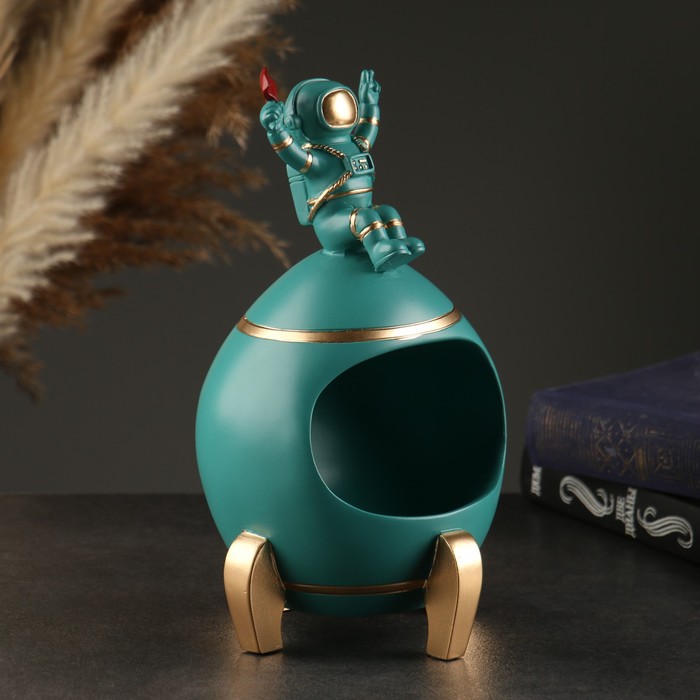 фото Подставка конфетница "космонавт" 14*14см