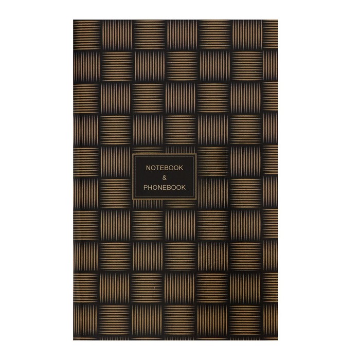 фото Телефонная книга блокнот а6, 48 листов клетка/линия "черно-золото", вырубной алфавит, обложка мелованный картон, блок офсет апплика