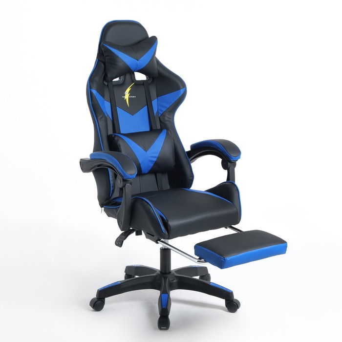 Кресло игровое SL™ DRAGON YS-900 черно-синее, с подставкой для ног