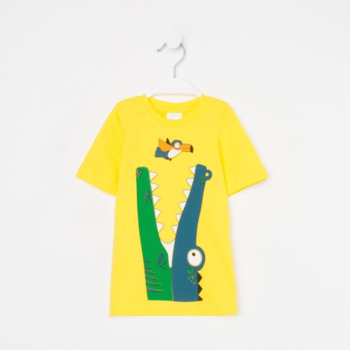 Футболка для мальчика, цвет желтый, принт крокодил, рост 104-110 см