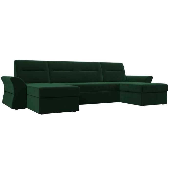 П-образный диван «Клайд», механизм дельфин, велюр, цвет зелёный