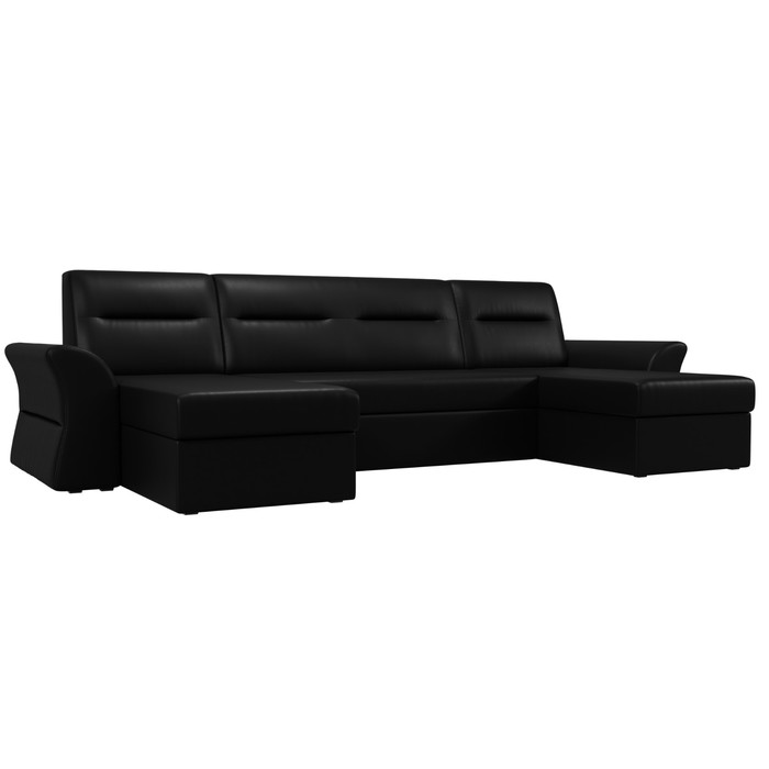 П-образный диван «Клайд», механизм дельфин, экокожа, цвет чёрный