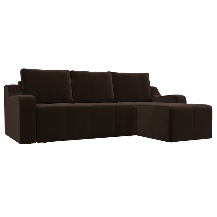 Угловой диван «Элида», правый угол, микровельвет, цвет коричневый
