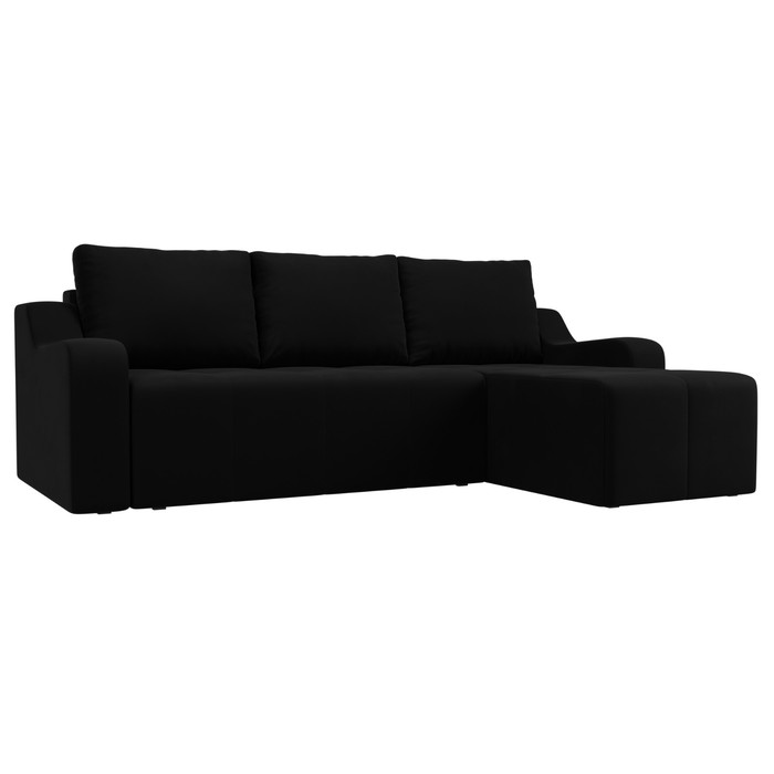 Угловой диван «Элида», правый угол, микровельвет, цвет чёрный