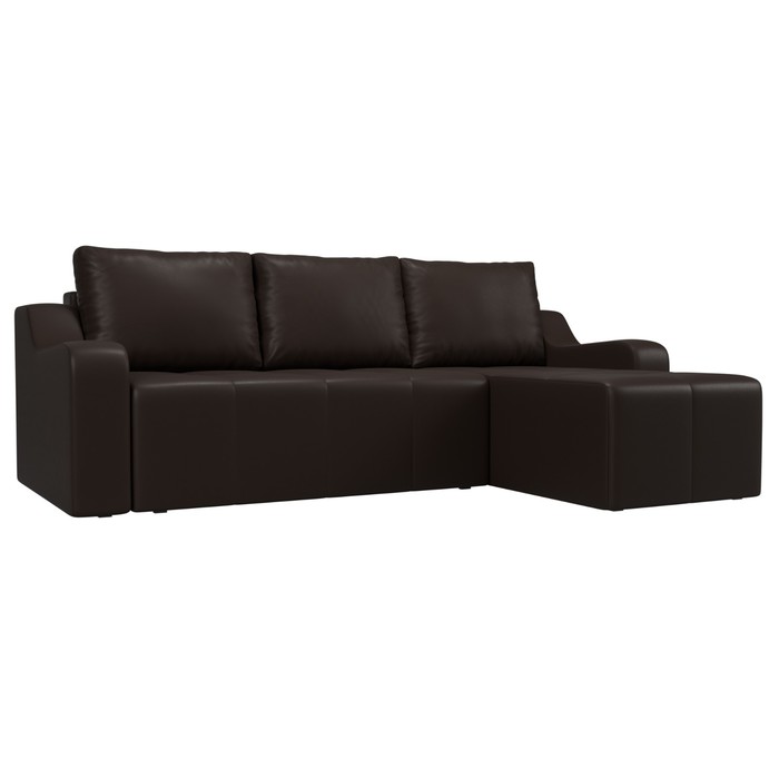 Угловой диван «Элида», правый угол, экокожа, цвет коричневый