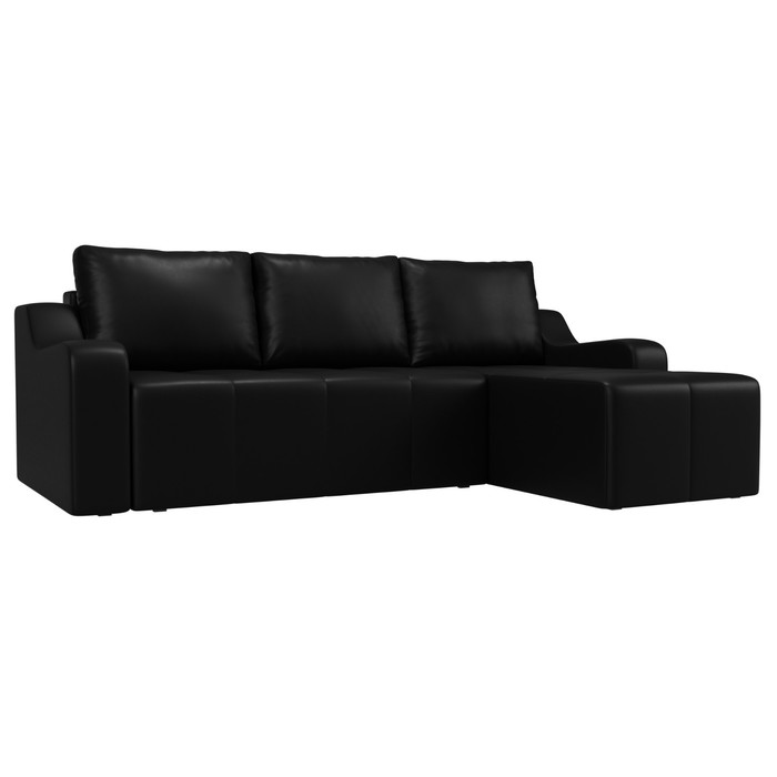 Угловой диван «Элида», правый угол, экокожа, цвет чёрный