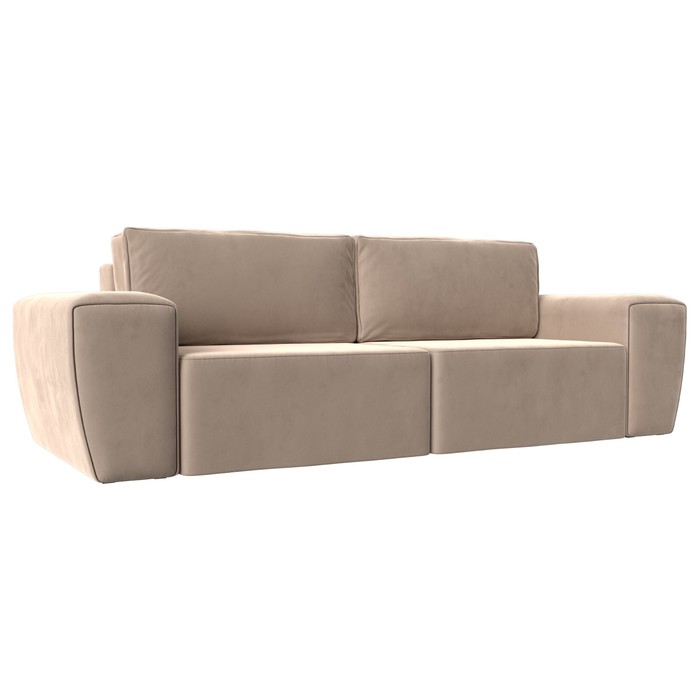 Прямой диван «Беккер», механизм еврокнижка, велюр, цвет бежевый