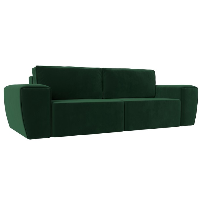 Прямой диван «Беккер», механизм еврокнижка, велюр, цвет зелёный