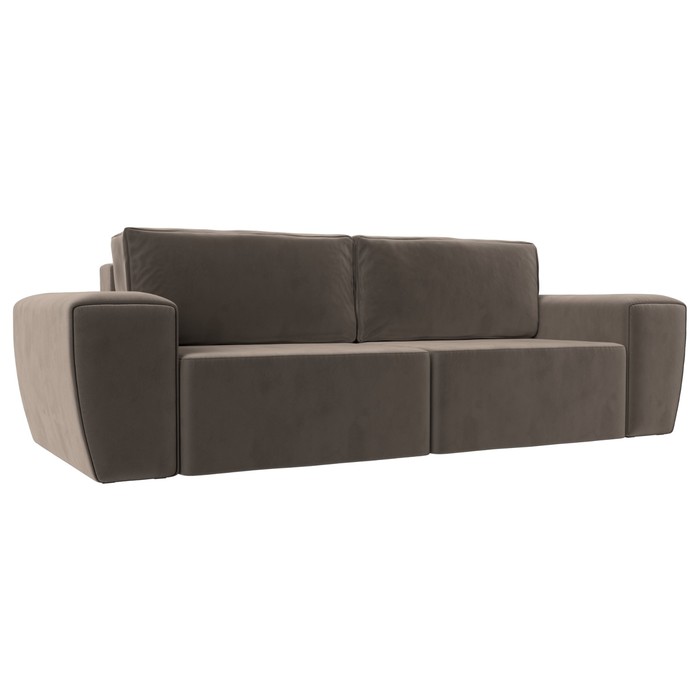Прямой диван «Беккер», механизм еврокнижка, велюр, цвет коричневый