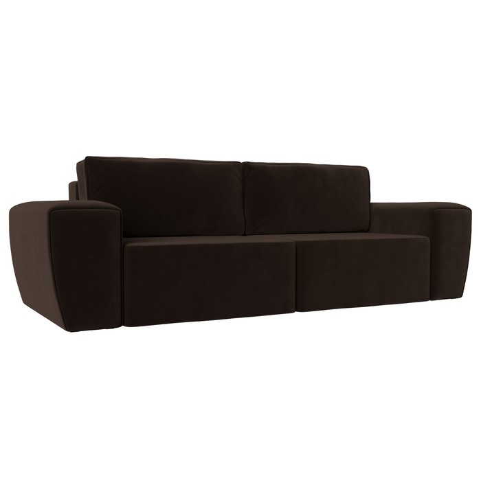 Прямой диван «Беккер», механизм еврокнижка, микровельвет, цвет коричневый