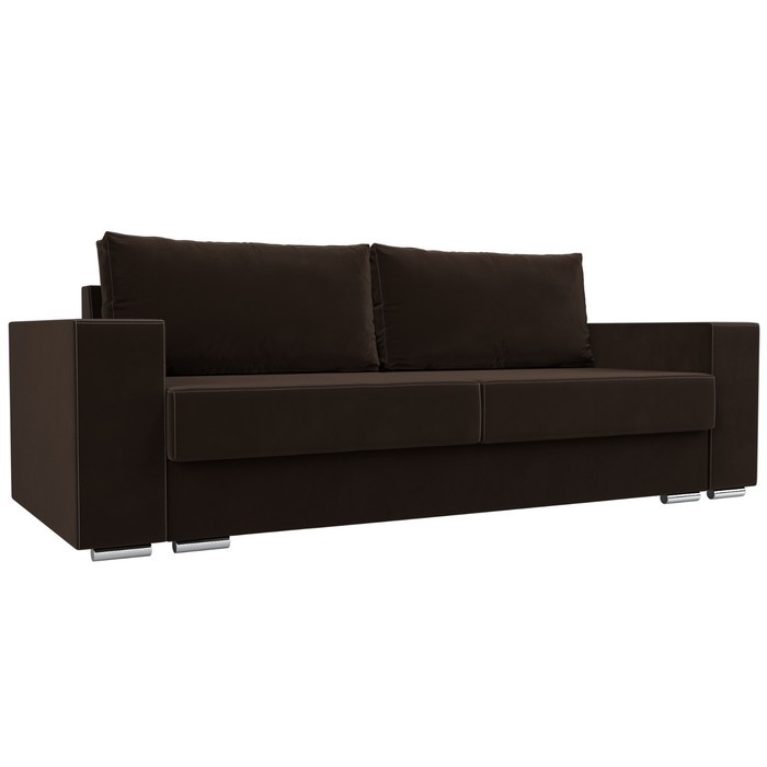 Прямой диван «Исланд», микровельвет, цвет коричневый