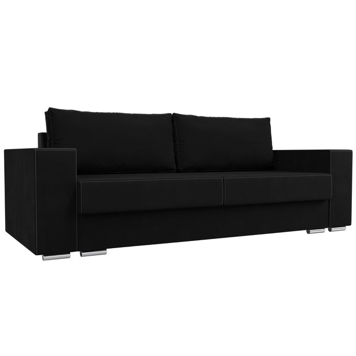 Прямой диван «Исланд», микровельвет, цвет чёрный