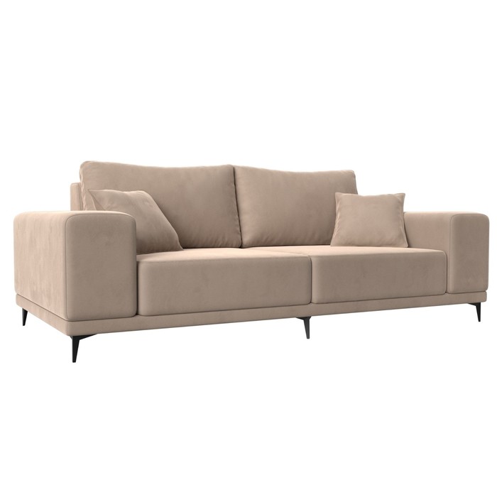 Прямой диван «Льюес», без механизма, велюр, цвет бежевый прямой диван льюес без механизма рогожка цвет серый