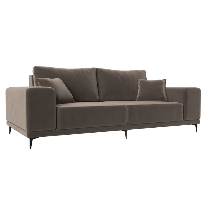 Прямой диван «Льюес», без механизма, велюр, цвет коричневый
