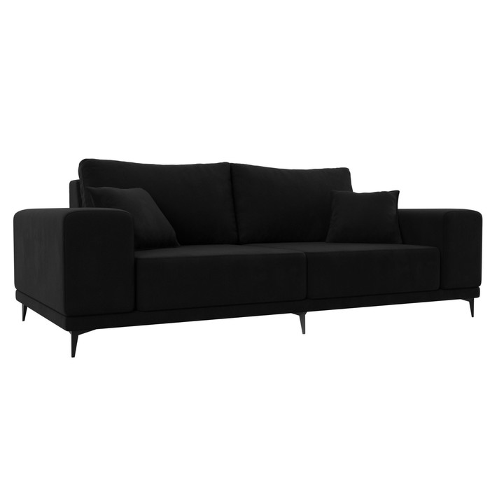 Прямой диван «Льюес», без механизма, микровельвет, цвет чёрный прямой диван льюес без механизма велюр цвет бежевый