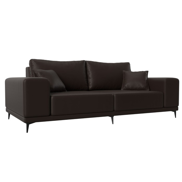 Прямой диван «Льюес», без механизма, экокожа, цвет коричневый прямой диван льюес без механизма велюр цвет чёрный