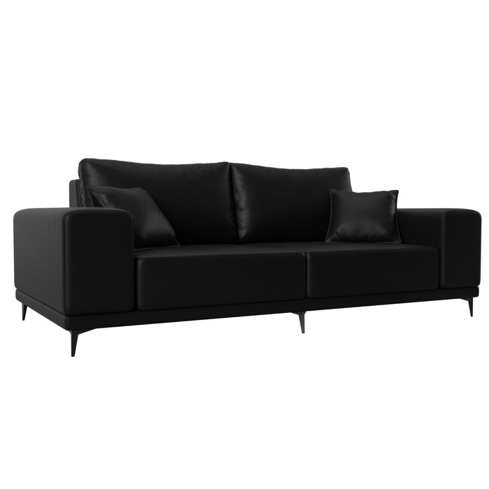 Прямой диван «Льюес», без механизма, экокожа, цвет чёрный прямой диван льюес без механизма рогожка цвет серый