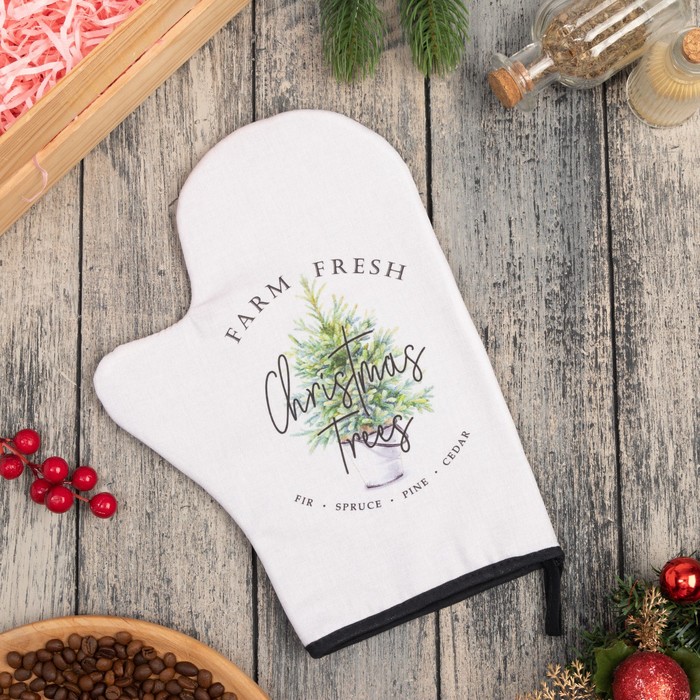 

Варежка-прихватка "Christmas trees" 20х28 см, саржа, 100% х/л, ватин 250 г/м2