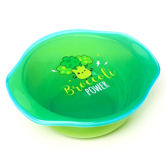 Тарелка для кормления Broccoli Power, c крышкой, цвет зеленый цена и фото