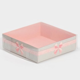 Коробка для макарун с подложками с PVC крышкой «Приятных моментов», 12 х 12 х 3 см