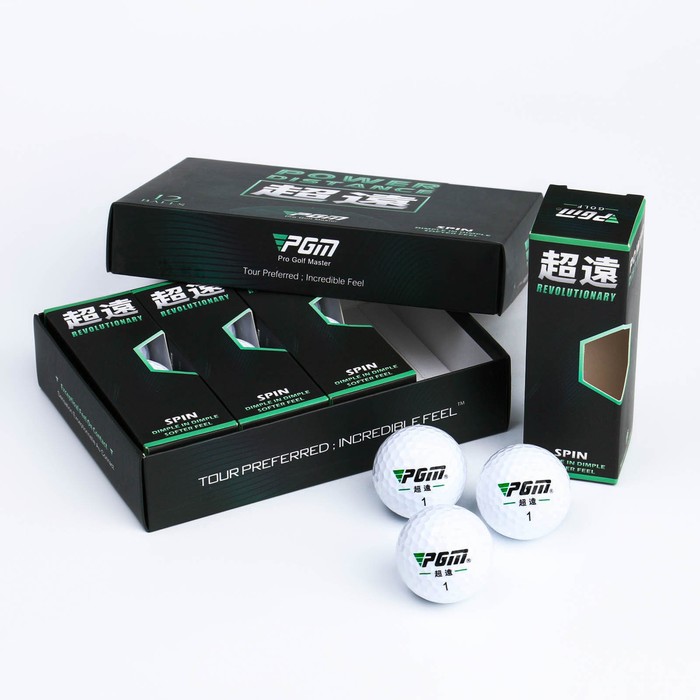 Мячи для гольфа PGM Power Distance, двухкомпонентные, d=4.3 см, набор 12 шт