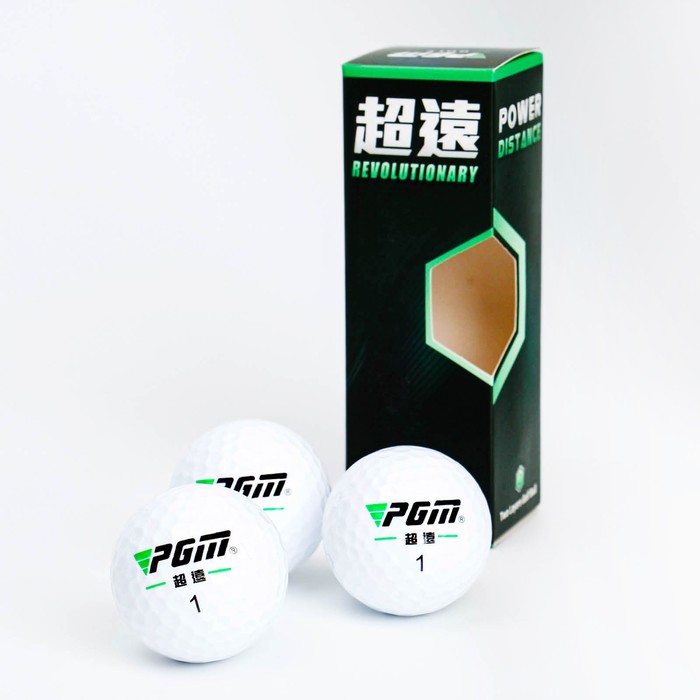 фото Мячи для гольфа "power distance" pgm, двухкомпонентные, d=4.3 см, набор 3 шт