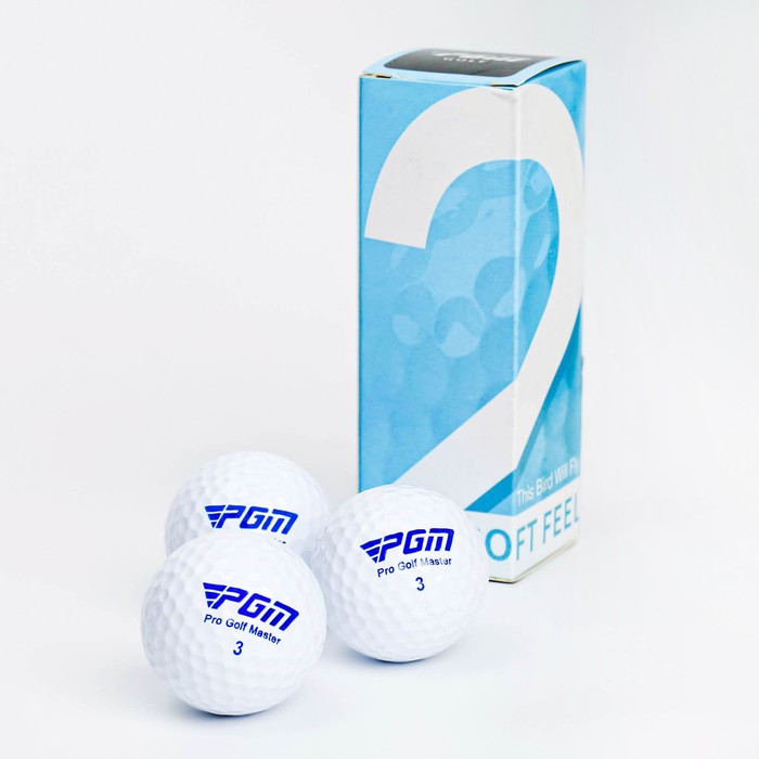 фото Мячи для гольфа "soft feel" pgm, двухкомпонентные, d=4.3 см, набор 3 шт, белые