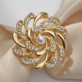 Кольцо для платка 'Спираль' с жемчужиной, цвет белый в золоте Ош