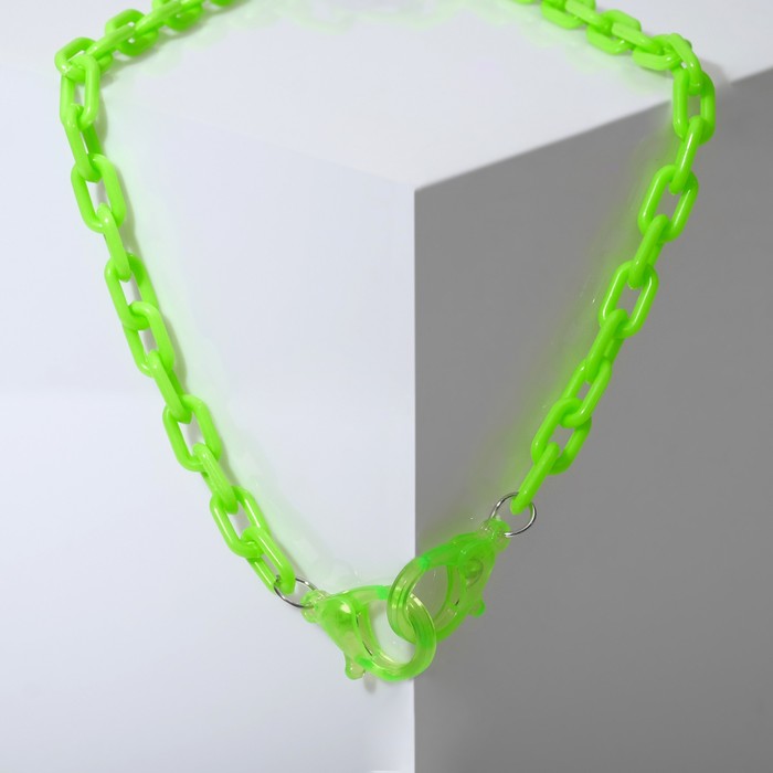 Колье "Цепь" карабин, цвет кислотно-зелёный, L=35см