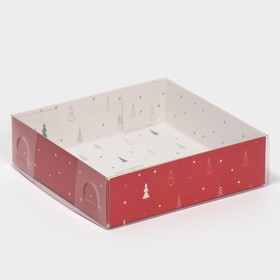 Коробка для макарун «Счастливого нового года» елочки, 12 × 12 × 3 см Ош