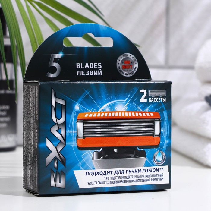 Сменные кассеты мужские E-Xact, 5 лезвий с увлажняющим гелем, 2 шт.