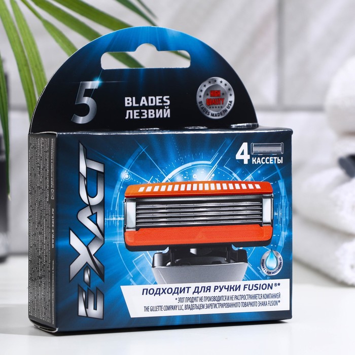 Сменные кассеты мужские E-Xact, 5 лезвий с увлажняющим гелем, 4 шт.