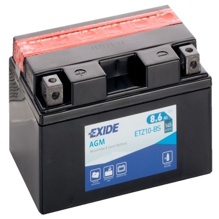 фото Аккумуляторная батарея exide 8.6 ач etz10-bs, прямая полярность